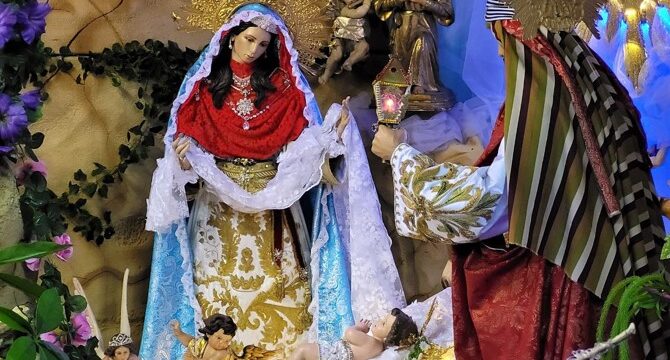 O Presépio na Basílica Catedralicia de Nossa Mãe do Palmar Coroada.